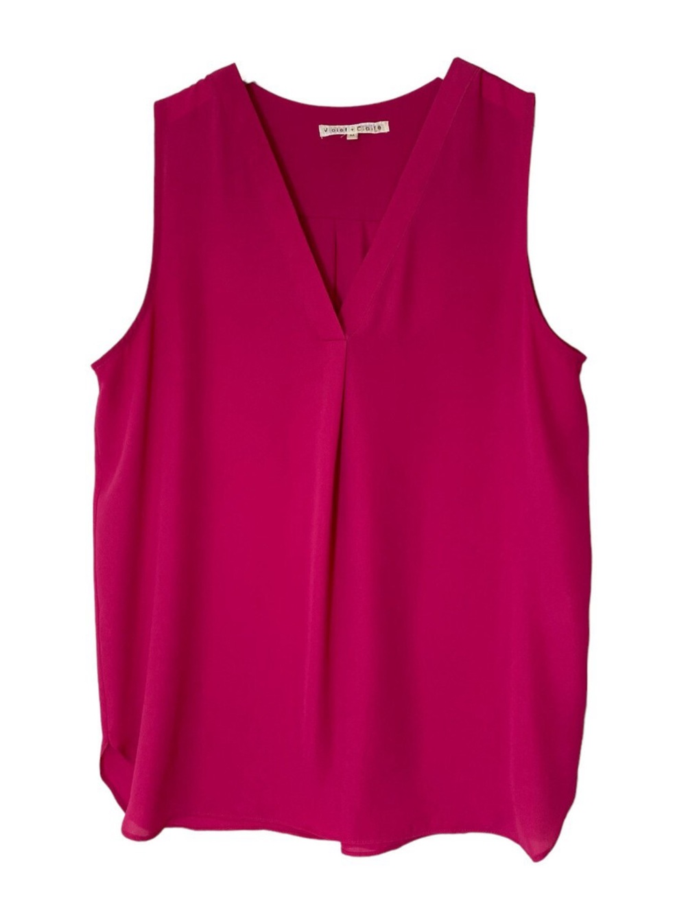 Violet & Claire Sleeveless V-Neck Blouse in Fuchsia